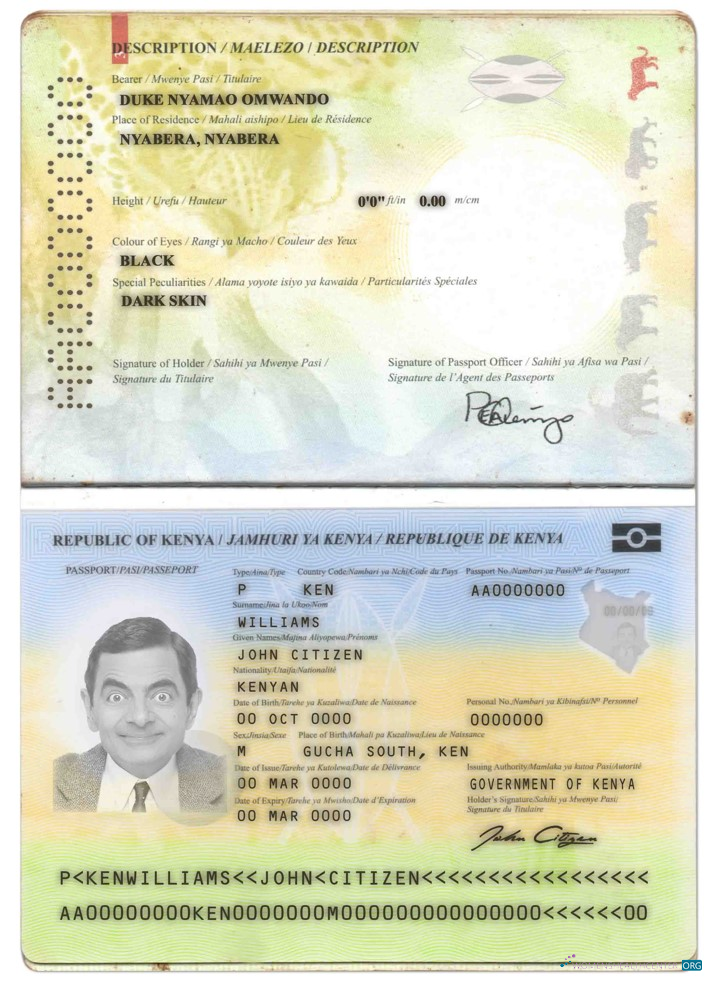 Download Kenya passport (2017   present) Photoshop template